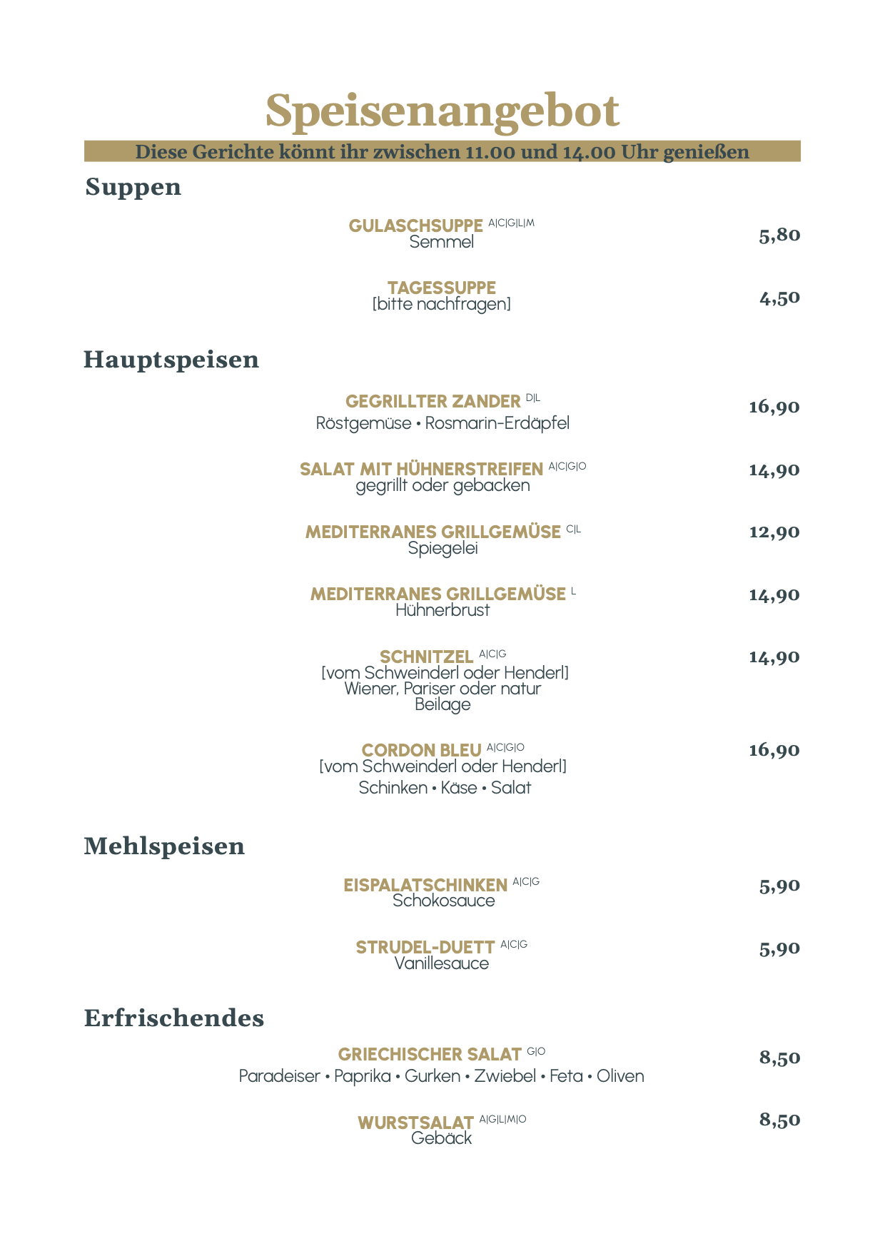Speisenangebot