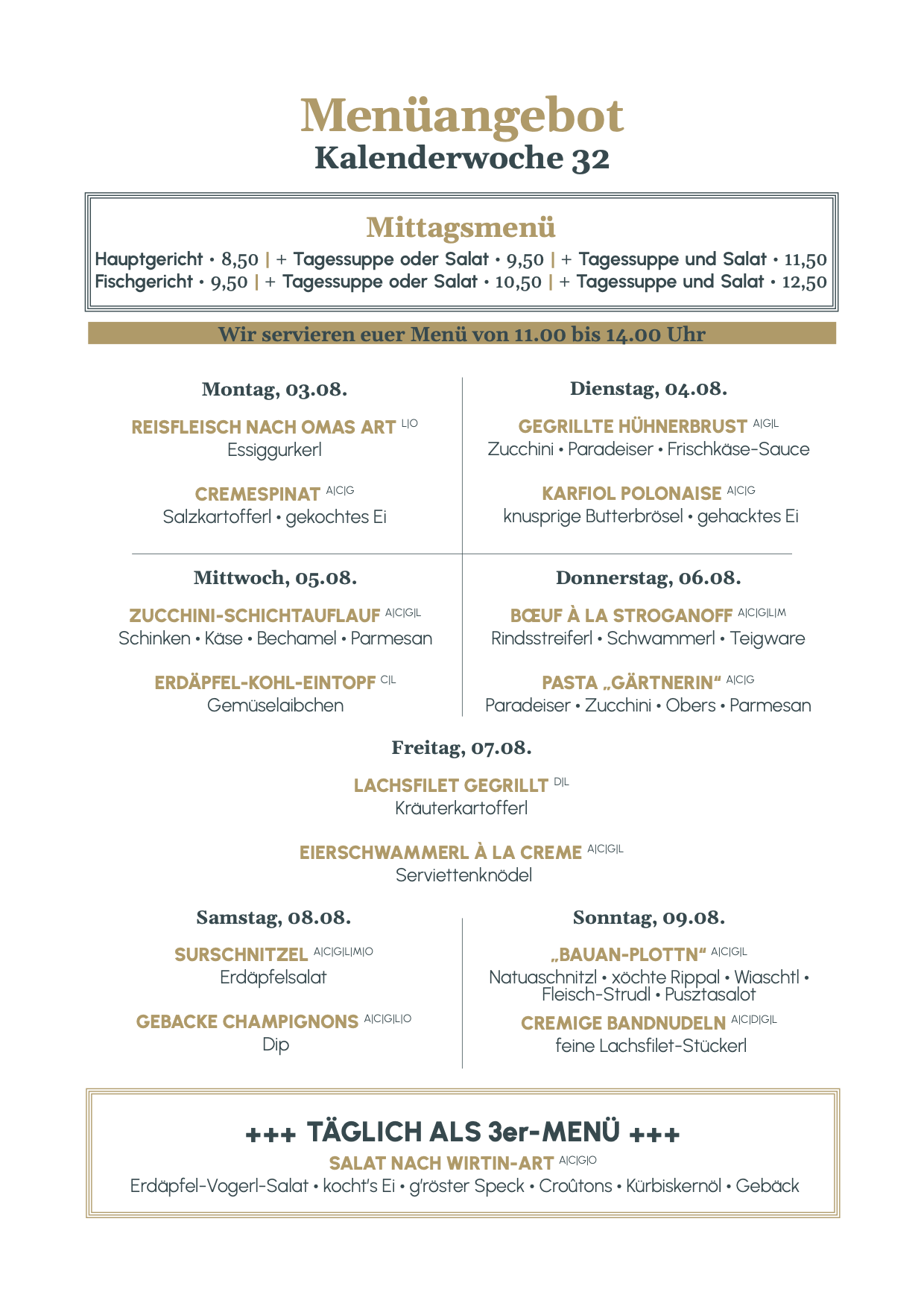 Menüangebot KW 32